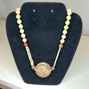 Tribal Polished Stone Tan beaded necklace